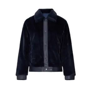 Avec les filles navy faux shearling jacket size small